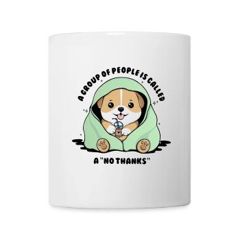Minty Pup Under Blanket Sipping Drink - Mug - white - Front