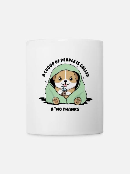 Minty Pup Under Blanket Sipping Drink - Mug - white