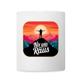 Nix wie raus - Wanderer auf dem Berggipfel - Tasse - Weiß - Vorne