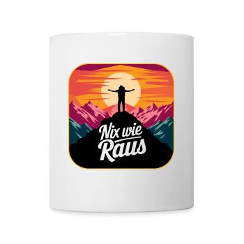 Nix wie raus - Wanderer auf dem Berggipfel - Tasse - Weiß - Vorne