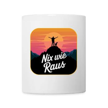 Nix wie raus - Wanderer auf dem Berggipfel - Tasse - Weiß - Vorne