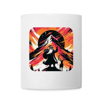 Weihnachtsmann mit Rentier im Gebirge - Tasse - Weiß - Vorne