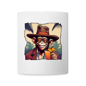 Affe mit Cocktail! - Tasse - Weiß - Vorne