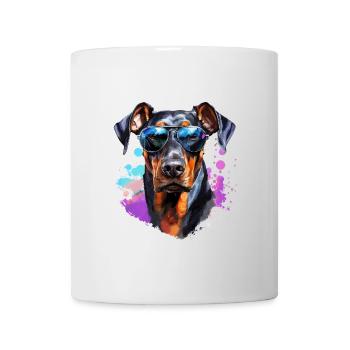 Doberman with sunglasses - Mug - white - Front