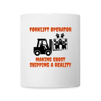Halloween Ghosts Forklift Operator Heavy Equipment - Mug - white - Front