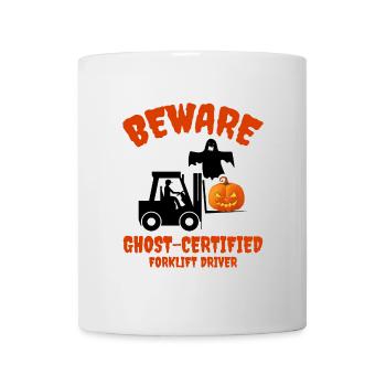 Halloween Ghost Forklift Operator Équipement lourd - Mug blanc - blanc - Devant