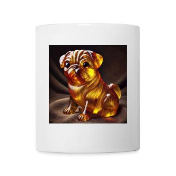 Glass figurine Pug with gold flame design - Mug - white - Front