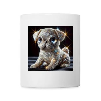 Funkelnder Hund im Diamant-Look - Tasse - Weiß - Vorne