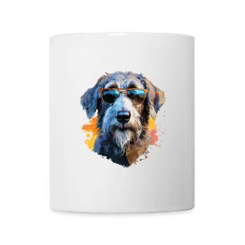 Wolfshund mit Sonnenbrille - Tasse - Weiß - Vorne