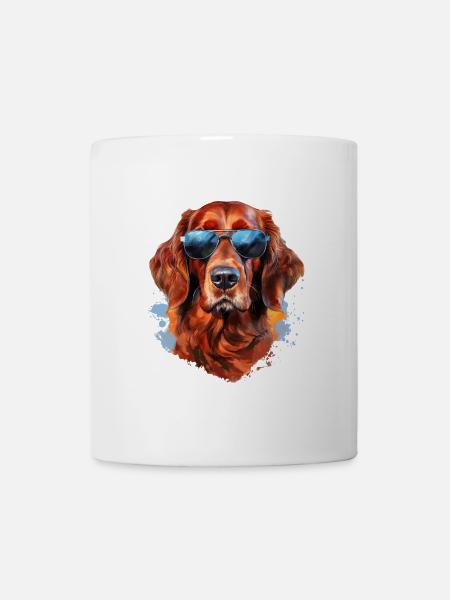 Setter irlandais avec lunettes de soleil - Mug blanc - blanc