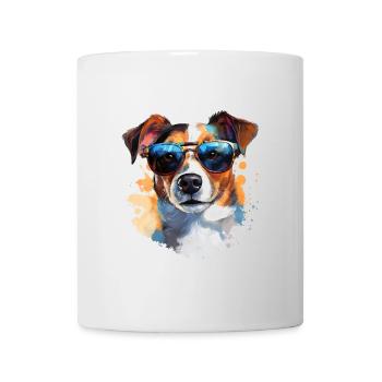 Jack Russell avec lunettes de soleil - Mug blanc - blanc - Devant