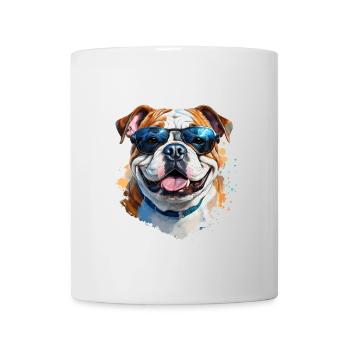 Bulldog with sunglasses - Mug - white - Front