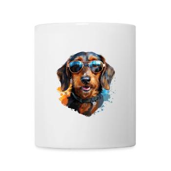 Rauhaardackel mit Sonnebrille - Tasse - Weiß - Vorne