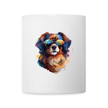 Épagneul tibétain avec lunettes de soleil - Mug blanc - blanc - Devant