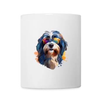 Tibet Terrier mit Sonnenbrille - Tasse - Weiß - Vorne