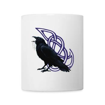 Knoten Muster, Kolkrabe, Rosenkränze - Tasse - Weiß - Vorne