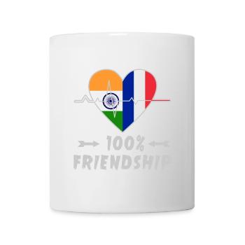 Indien und Frankreich 100% Freundschaft - Tasse - Weiß - Vorne