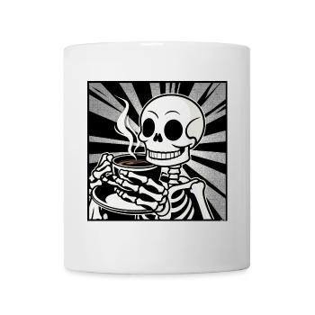 Enjoying skeleton over coffee - Mug - white - Front