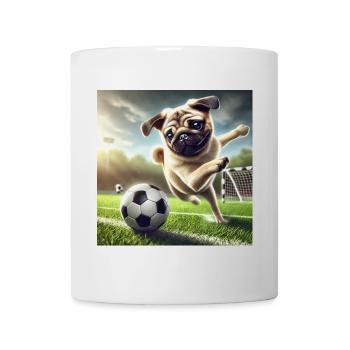 Verspielter Hund beim Fußballspiel - Tasse - Weiß - Vorne