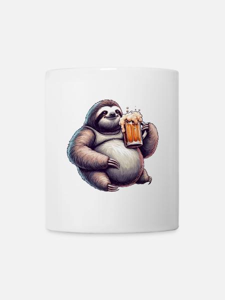 Dad Bod Bierbauch Bier Faultier Geschenk - Tasse - Weiß