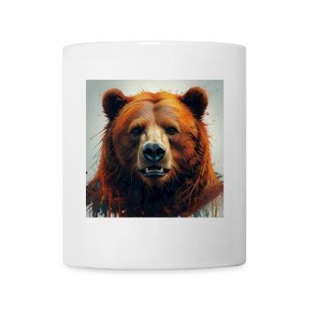 Orangener Bärenporträt Sprenkelkunst - Tasse - Weiß - Vorne