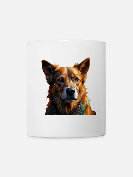 Buntes Hundeporträt Schal - Tasse - Weiß