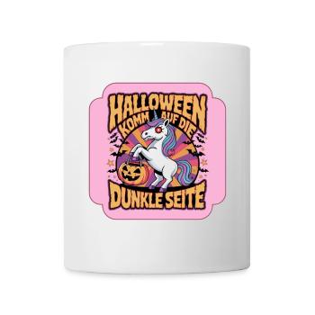 Halloween Spuk Einhorn - Komm auf die dunkle Seite - Tasse - Weiß - Vorne
