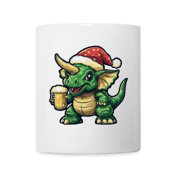 Dinosaurier triceratops Weihnachten Bier - Tasse - Weiß - Vorne