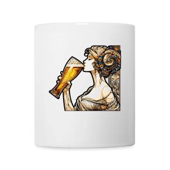 Woman Drinking Beer Gift - Mug - white - Front