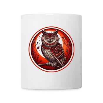 Roter Eulenkreis Emblem - Eule - Nachtvogel - Tasse - Weiß - Vorne