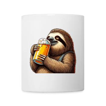 Bier Faultier Genuss Geschenk - Tasse - Weiß - Vorne