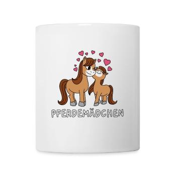 Pferdemädchen Süße Comic Pferde Mädchen Herzen - Tasse - Weiß - Vorne