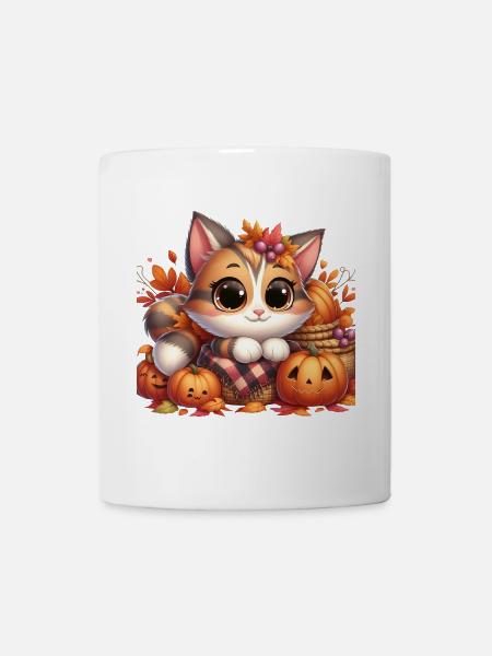 chat automne 5 - Mug blanc - blanc