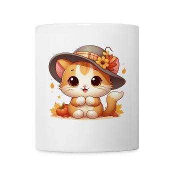 chat automne3 - Mug blanc - blanc - Devant