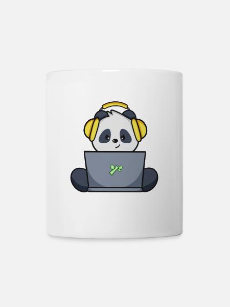 Gaming Panda mit gelbem Headset - Tasse - Weiß