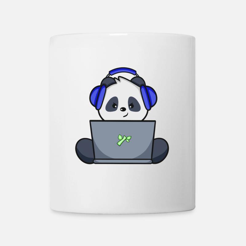 Gaming Panda mit blauem Headset - Tasse - Weiß