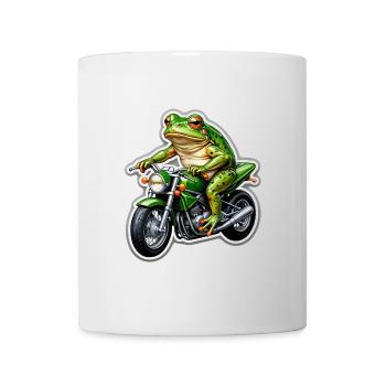 Frosch auf Motorrad - Tasse - Weiß - Vorne