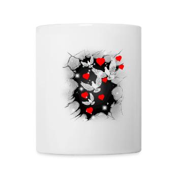 Doves Dove Heart Hearts Peace Doves of Peace - Mug - white - Front