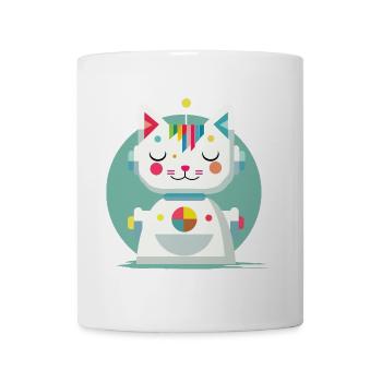 Chat robot géométrique - Illustration créative - Mug blanc - blanc - Devant