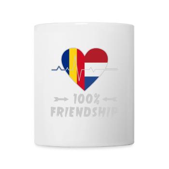 Romania and the Netherlands 100% friendship - Mug - white - Front