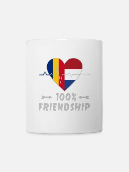 Rumänien und Niederlande 100% Freundschaft - Tasse - Weiß