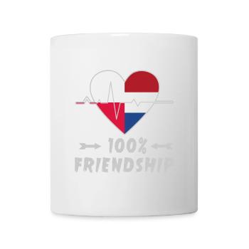 100 % amitié entre la Pologne et les Pays-Bas - Mug blanc - blanc - Devant