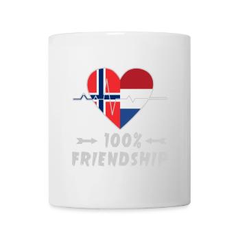 100 % amitié entre la Norvège et les Pays-Bas - Mug blanc - blanc - Devant