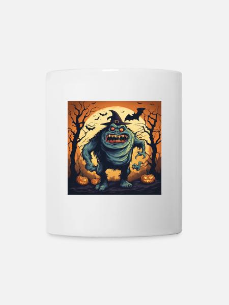 Halloween, Gruseliges Monster, Kürbis - Tasse - Weiß