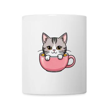 Katze in Tasse - Tasse - Weiß - Vorne