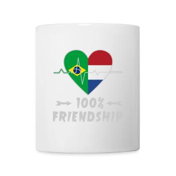 100 % amitié entre le Brésil et les Pays-Bas - Mug blanc - blanc - Devant