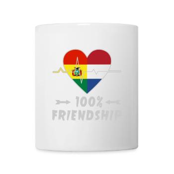 Bolivien und Niederlande 100% Freundschaft - Tasse - Weiß - Vorne