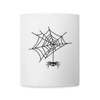 Halloween araignée drôle suspendue à sa toile - Mug blanc - blanc - Devant