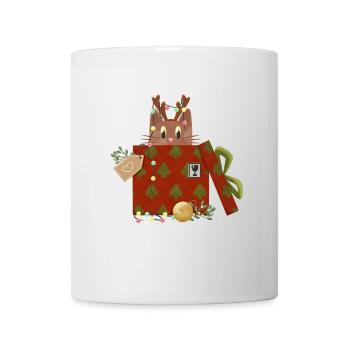 Katze in Weihnachtsgeschenk - Tasse - Weiß - Vorne