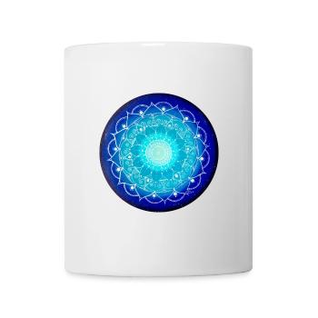 Leuchtendes Mandala in Nachtblau - Tasse - Weiß - Vorne